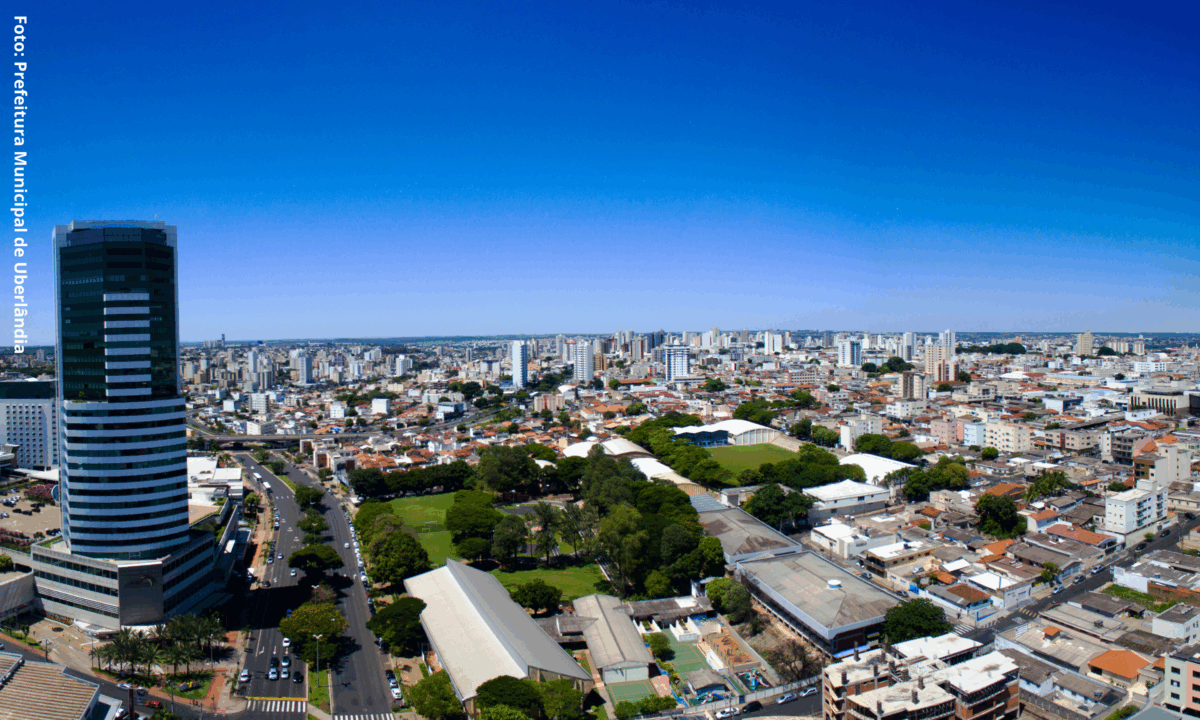 Vista aérea de Uberlândia (MG). Foto: Prefeitura Municipal de Uberlândia.
